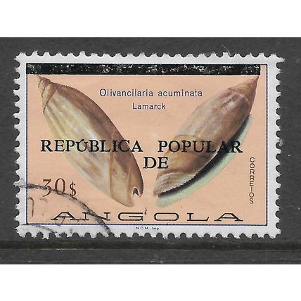 ANGOLA 1977 30E OLIVANCILARIA ACUMINATE OPT REPUBLICA SG744 FINE USED#2
