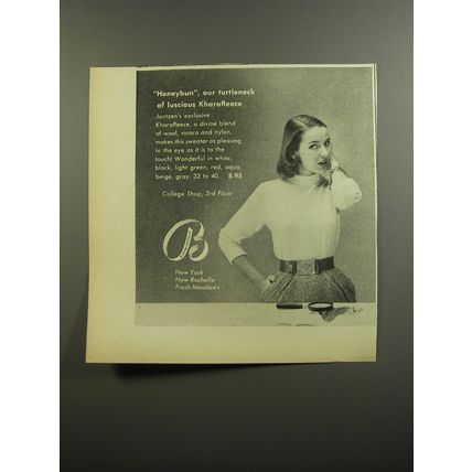 1952 Bloomingdale's Jantzen Turtleneck Ad - Honeybun, our turtleneck