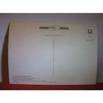 1926 BURRELL STEAM ROLLER 4041 unused postcard Welford, Northants #