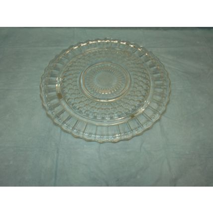 Vintage Federal Glass Sunflower Bubble Pattern Footed 11 1/4" Cake Torte Plate
