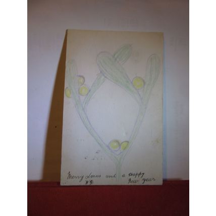 CHRISTMAS, 1904 postmark home-made antique postcard /
