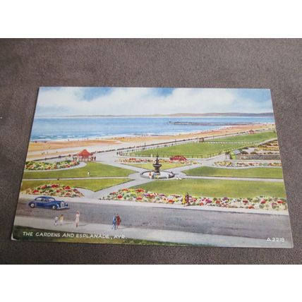 Valentines Postcard - Gardens & Esplanade Ayr - Artist E.W Trick / A2218