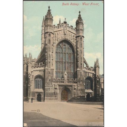 West Front, Bath Abbey, Somerset, 1909 - Valentine's Postcard