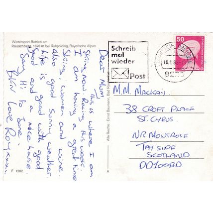 Ruhpolding Rauschberg Germany Multiview Postcard posted 1982 creases