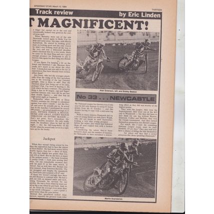 Speedway Star : March 10, 1984. Newcastle ​track review.
