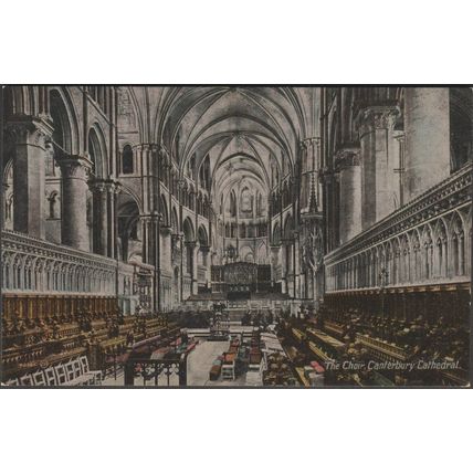 The Choir, Canterbury Cathedral, Kent, 1923 - Valentine's Postcard