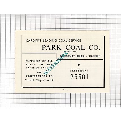 Park Coal Co Cardiff Ltd Wales Advert - 1958 Small Clipping