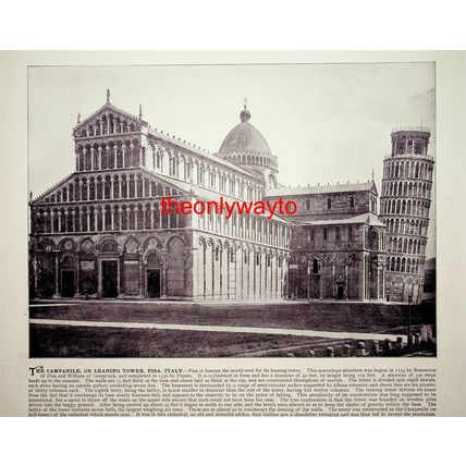 Young Photographer And Leaning Tower, Pisa, Book Illustration (Print), 1896
