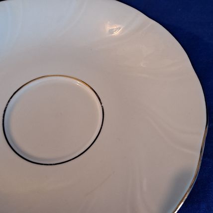 Lot 4 Jamestown China ALLEGRO SAUCERS Bread Plate Gold Trim Swirl Poland 5 3/4"