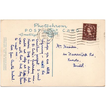 PRINTED MULTI-VIEW POSTCARD OF DERBY POSTED 1955 (4250)