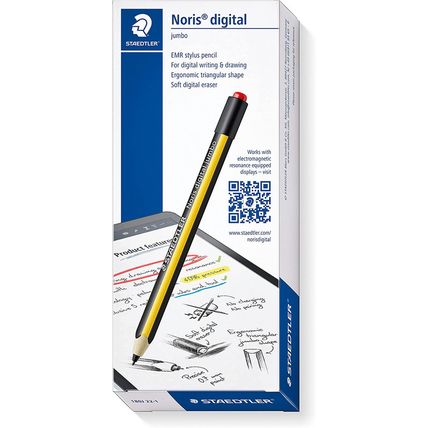STAEDTLER Noris Jumbo 180J 22. EMR Stylus with Soft Eraser. for Writing, Drawing