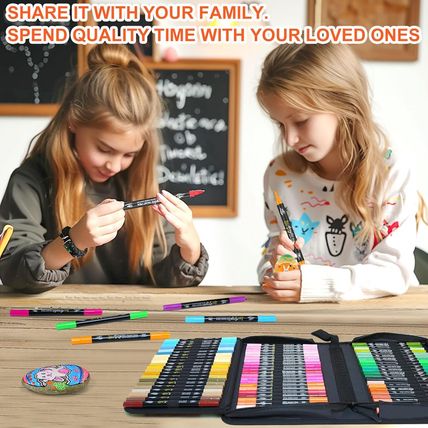 128 Acrylic Paint Markers, Dual Tip Brush Paint Pens for Rock Painting, Wood, Gl