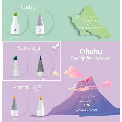 Ohuhu Pastel Markers Brush Tip - 48 Pastel Colors Double Tipped, Marker Set of H