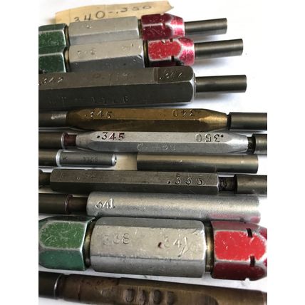 MIXED LOT GO NO GO PLUG GAGES,.341,.345,.350,.335,342,.347, .338",.350",ES