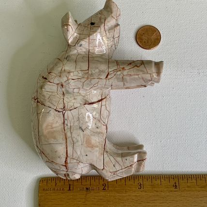 Large Pink Marble Carved Pig Figurine Farm Animal Polished Stone Swine 5" 539g