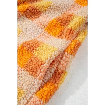 Orange Checkered Sherpa Hooded Jacket