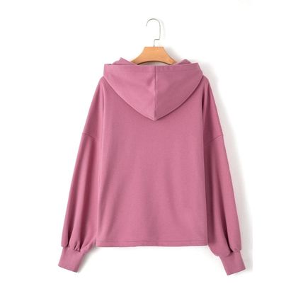 Valerian Fleece Lined Half Zipper Kangaroo Pockets Loose Hoodie
