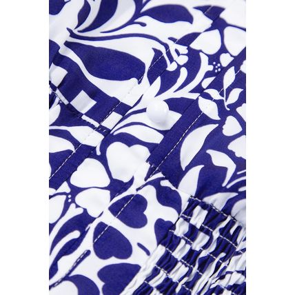 Dirty blue Shirred Waist V Neck Sleeveless Floral Print Midi Dress
