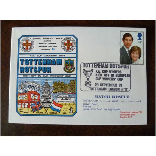 1981 Tottenham v Ajax Dawn Football Cover 6 European Cup Winners Cup flags