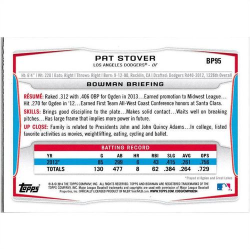 2014 Bowman Prospects - #BP95 - Pat Stover