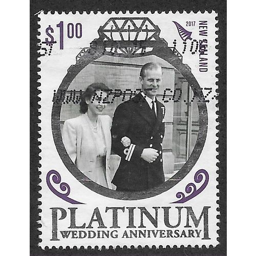 NZL 2017 $1.00 'PLATINUM ROYAL WEDDING ANNIVERSARY' FINE USED (EBID 58-580)