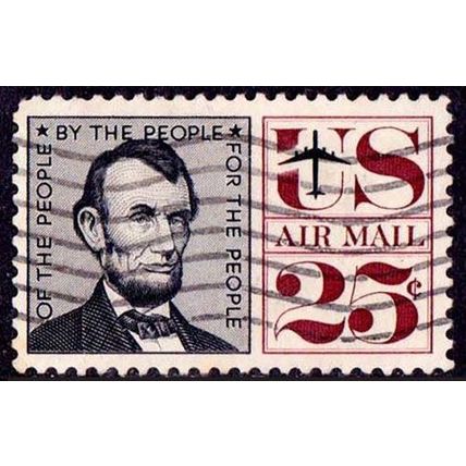 USA 1959 Lincoln Air Mail 25c Used Stamp AL Airmail