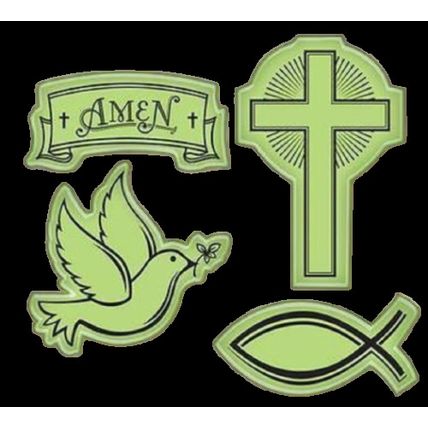 Inkadinkado Rubber Stamps that Cling Religious 4 Stamps Cross, Amen, Dove, Fish