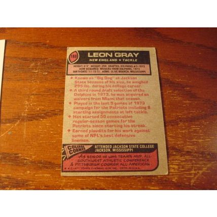 1977 Topps, 2-Cards, LEON GRAY Rc, Patriots, #188
