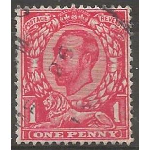 1912 SG349 1d Bright Scarlet Wmk Royal Cypher Simple Fine Used ....