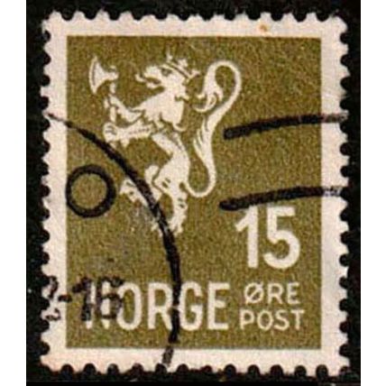 Norway 1926 Lion 15ore Used Stamp