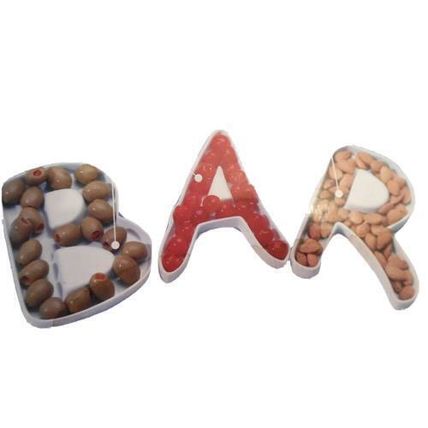 Bar Garnish Cocktail Tray/dishes Set of Three Ceramic Letter Trays
