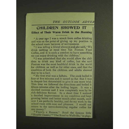 1907 Postum Drink Ad - Children Showed It