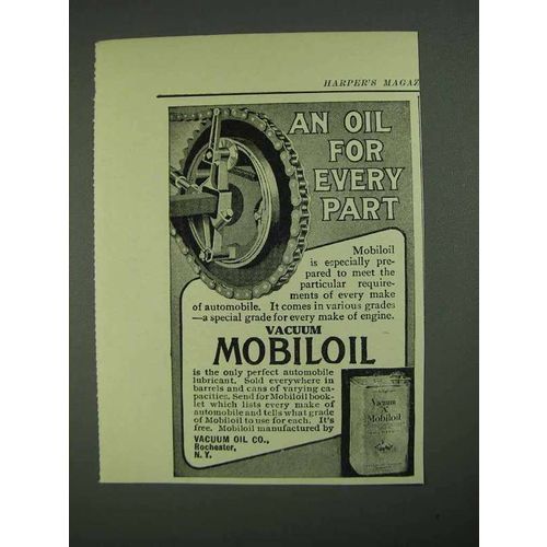 1908 Vacuum Mobiloil Ad - An Oil For Every Part