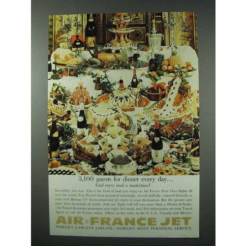 1961 Air France Ad - 3,100 Guests for Dinner Every Day