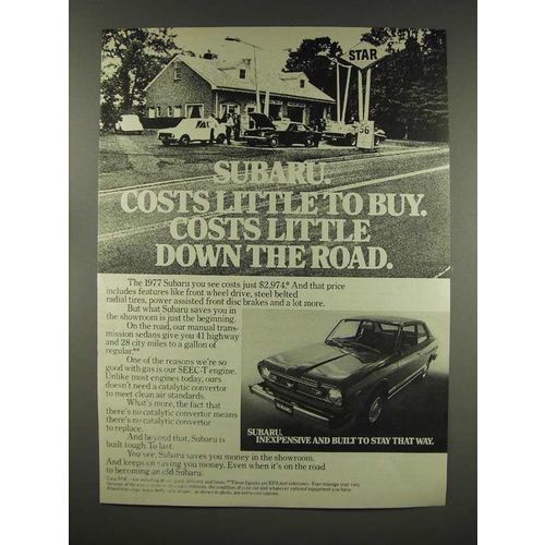 1977 Subaru Car Ad - Costs Little To Buy