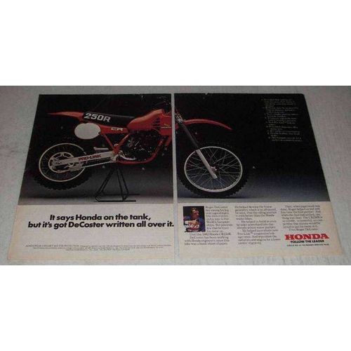 1982 Honda CR250R Motorcycle Ad - DeCoster