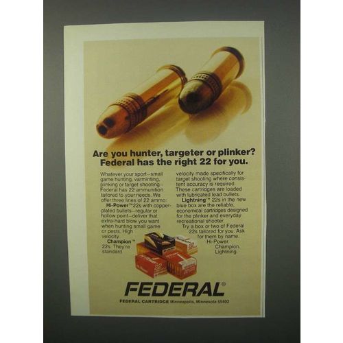 1982 Federal Ammunition Ad - Hi-Power, Champion