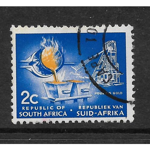 SOUTH AFRICA 1961 SG241 2c BLUE POURING GOLD FINE USED#2