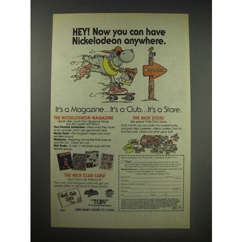 1990 Nickelodeon Club Ad - Hey! Now you can have Nickelodeon anywhere