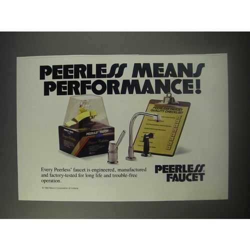 1990 Peerless Faucets Ad - Peerless means performance