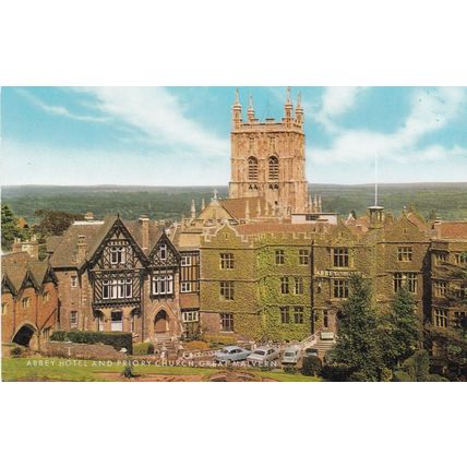 Abbey Hotel and Priory Church Great Malvern Postcard unused VGC