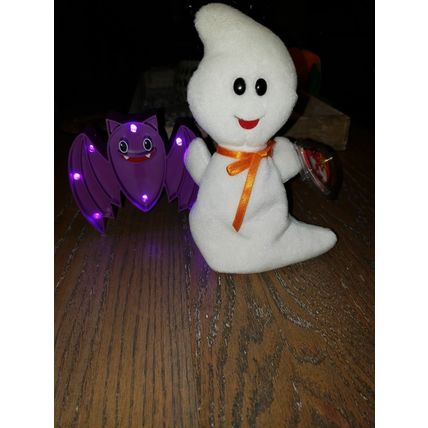 TY BEANIE BABY SPOOKY THE GHOST HALLOWEEN HOLIDAY BEANIE BABY~NEW~NWMT~PVC