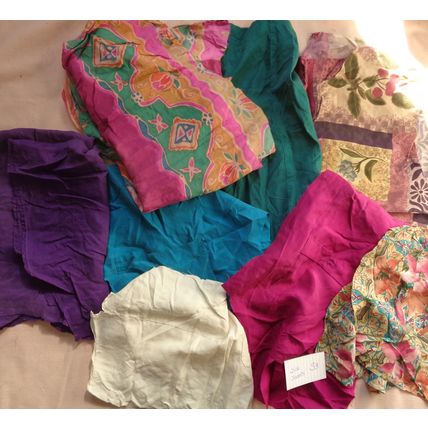 S3 100% Silk Scrap Fabric Lot Material Reclaimed clothing over 3 oz Crafting