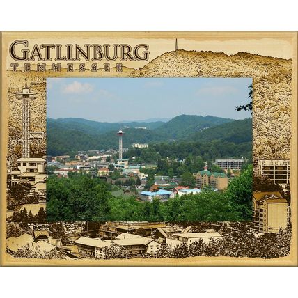 Gatlinburg Tennessee Laser Engraved Wood Picture Frame Landscape (5 x 7)