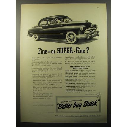 1950 Buick Car Ad - Fine - or Super-Fine?
