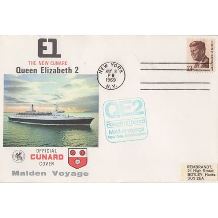 QE2 Maiden Voyage Posted On Board New York Ship First Day Cover