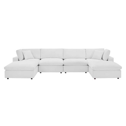 Velvet Sectional Sofa Stain-Resistant Down Filled Overstuffed 6-Piece Solid Wood