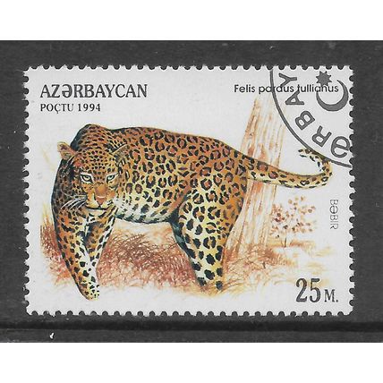 AZERBAIJAN 1994 WILDCATS 25M LEOPARD SG 198 FINE USED#3