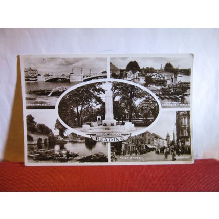 multiview, READING, Berkshire used vintage postcard RP by Valentine 1937 pm /