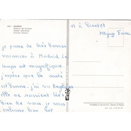 Madrid Palacio Oriente Spain Postcard used creased